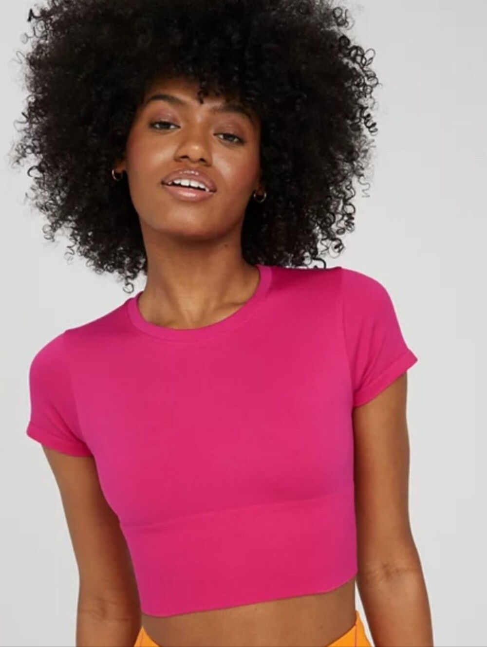 OFFLINE By Aerie Sidewalk Seamless Cropped T-Shirt Fuchsia Pink